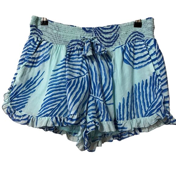 Vineyard Vines Womens Size Medium Palm Frond Smocked Ruffle Pull-on Shorts - Picture 1 of 3